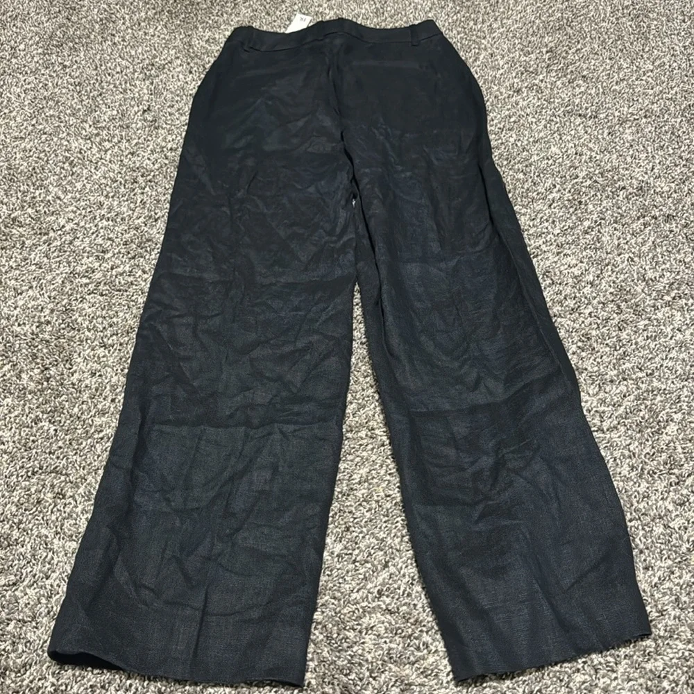 NWT! Banana Republic Black Lina Straight Linen Pant - 882876 🖥️7️⃣